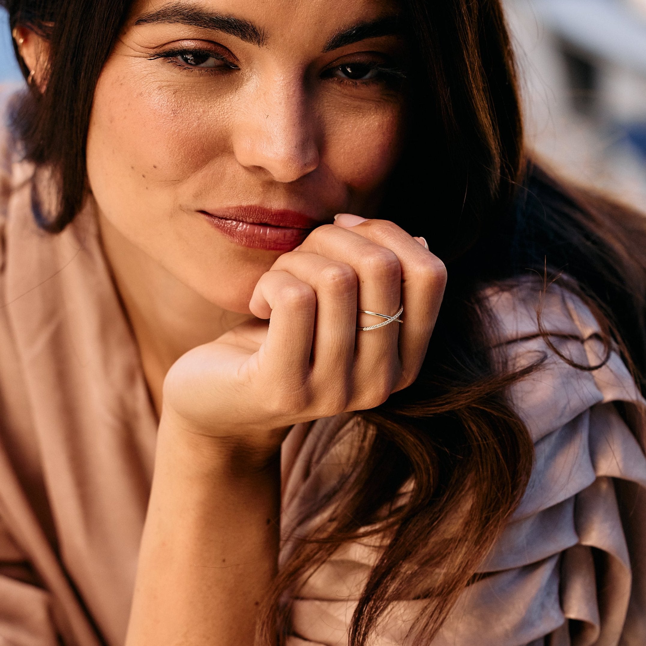 14K Gold Aurelia Diamond "X" Ring