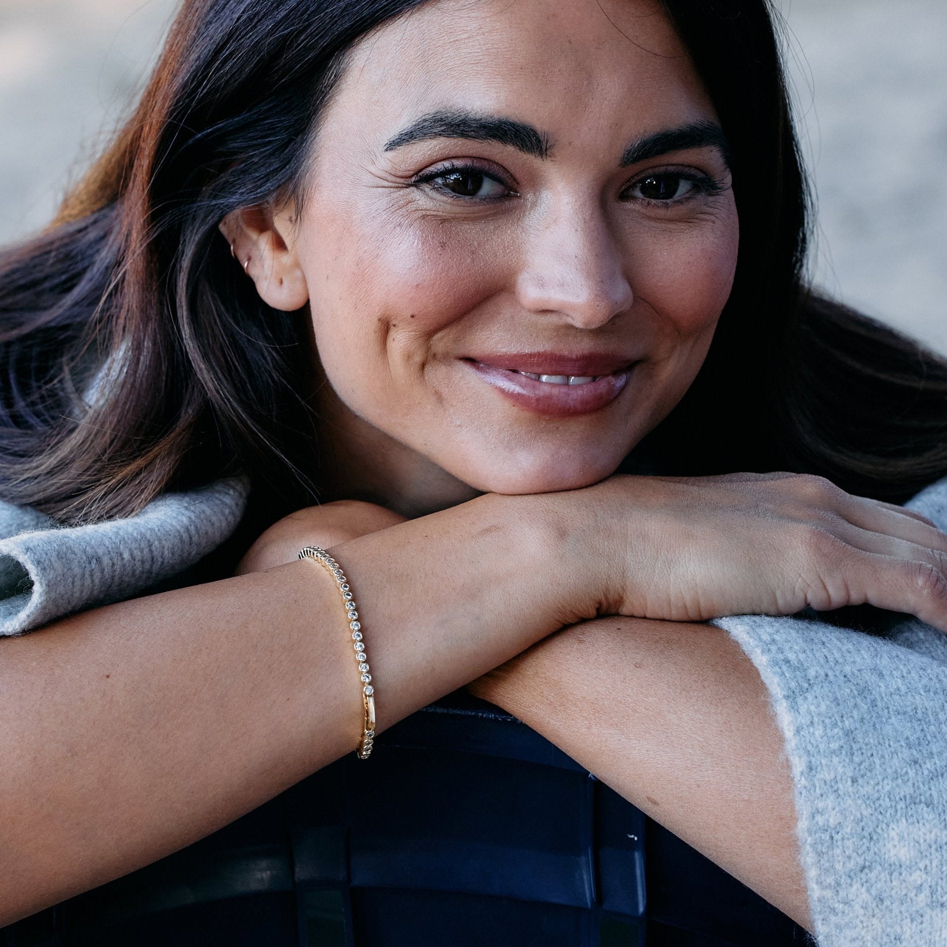 14K Gold Celine Bezel Tennis Bracelet