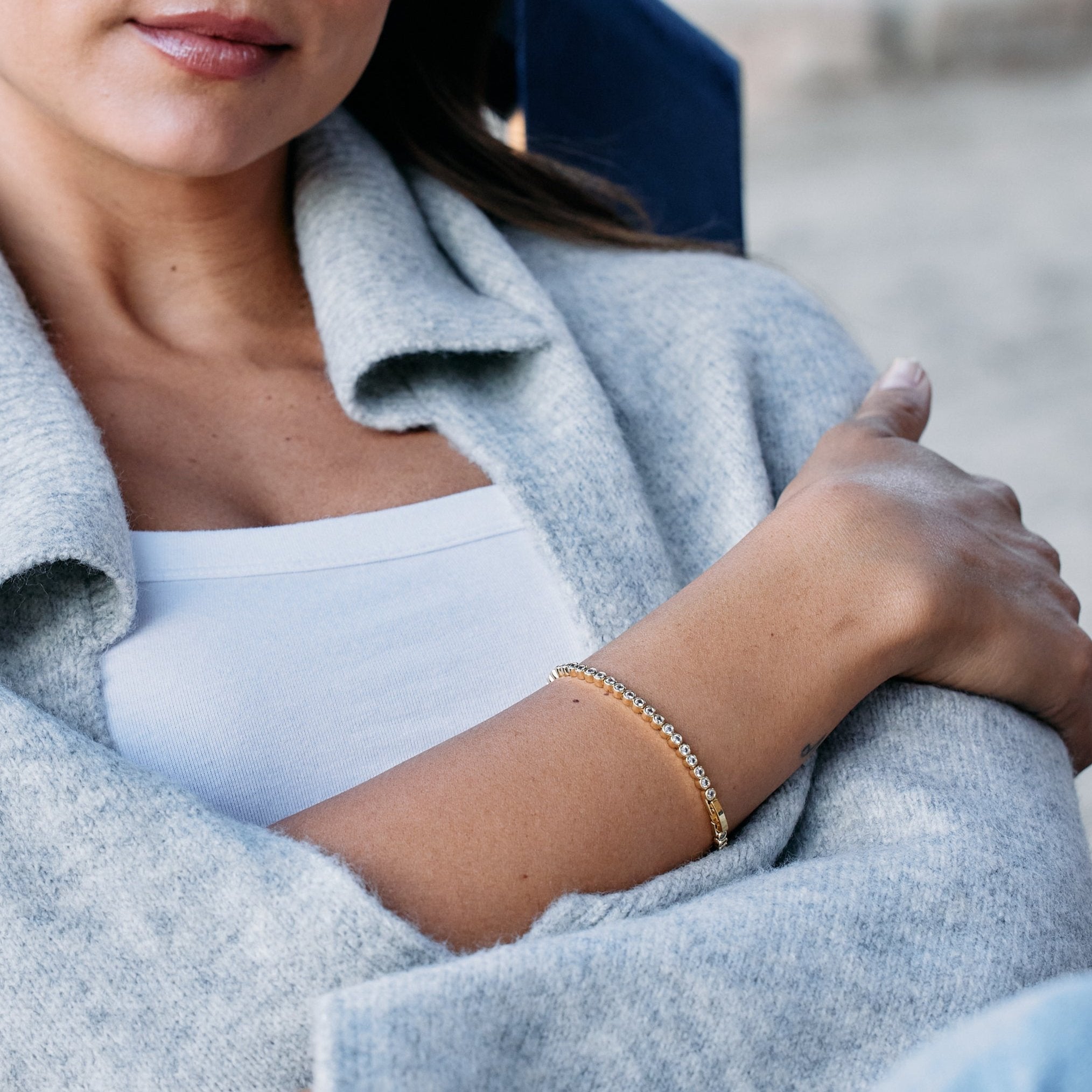 14K Gold Celine Bezel Tennis Bracelet