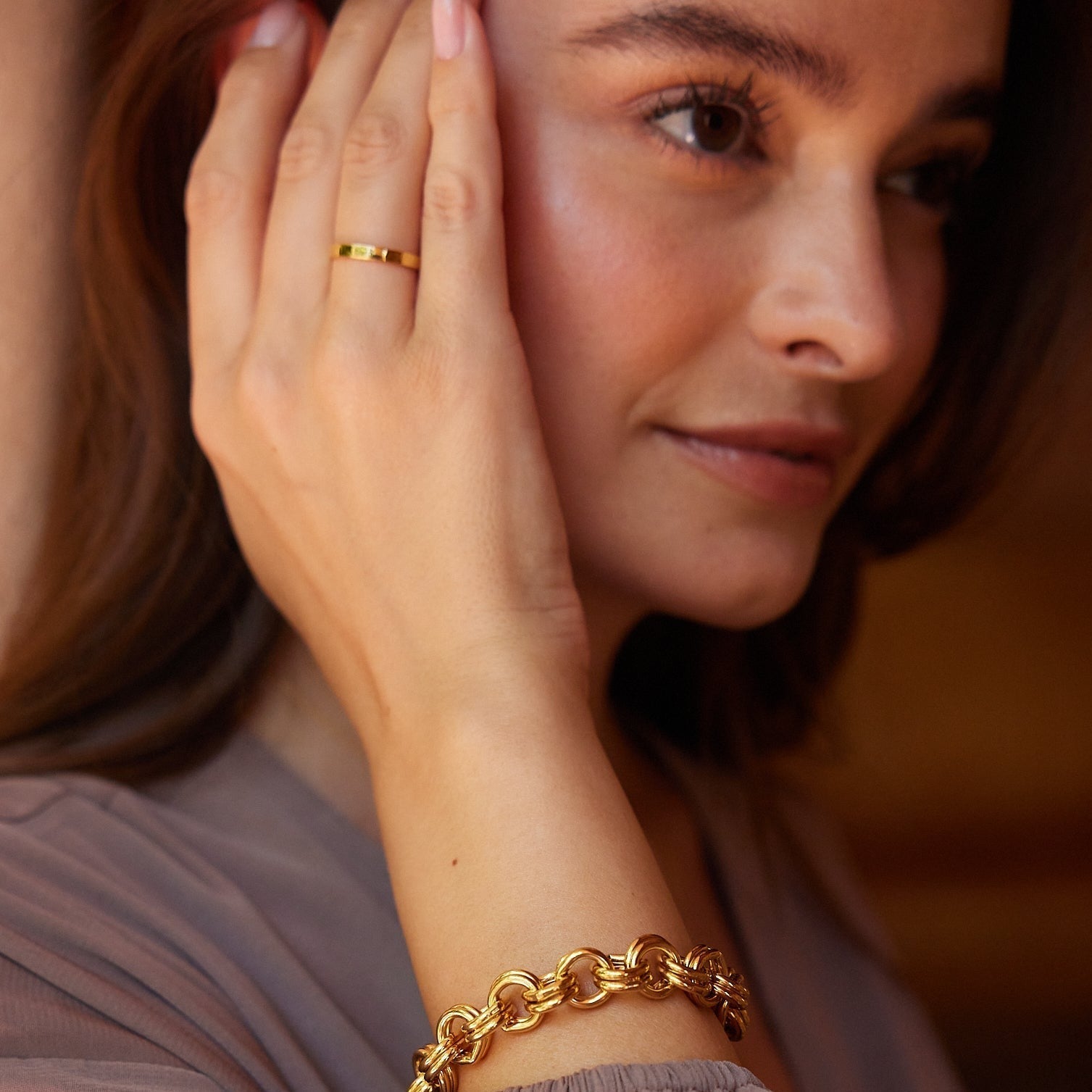 14K Gold Solara Hammered Ring