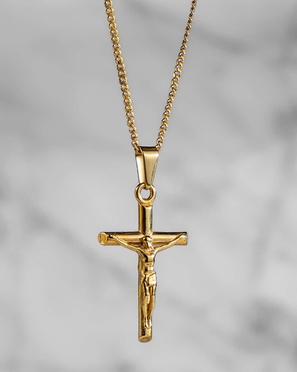 14K Gold Classical Antique Crucifix Necklace