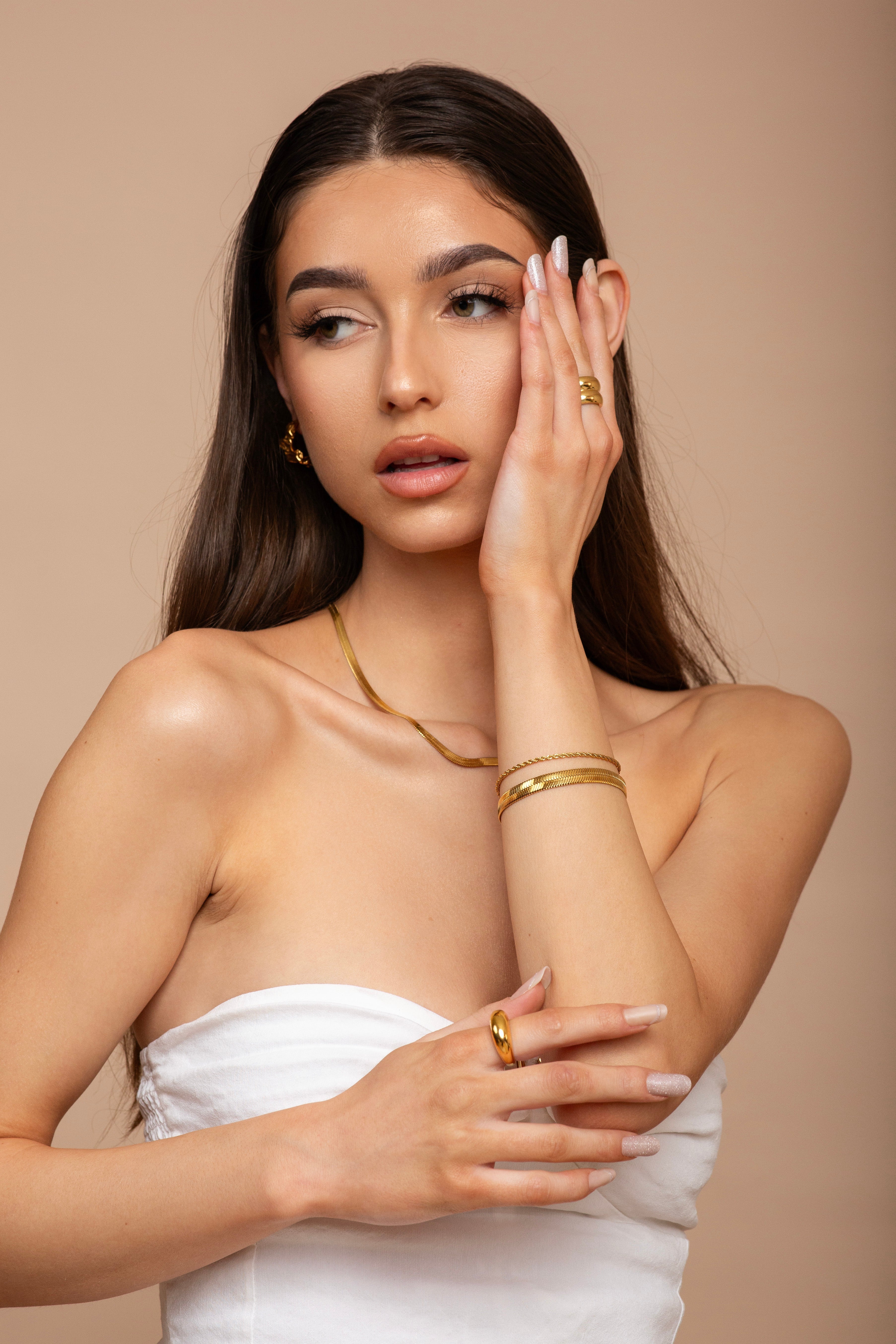 14K Gold Liquid Ribbon | Handcrafted Herringbone Bracelet