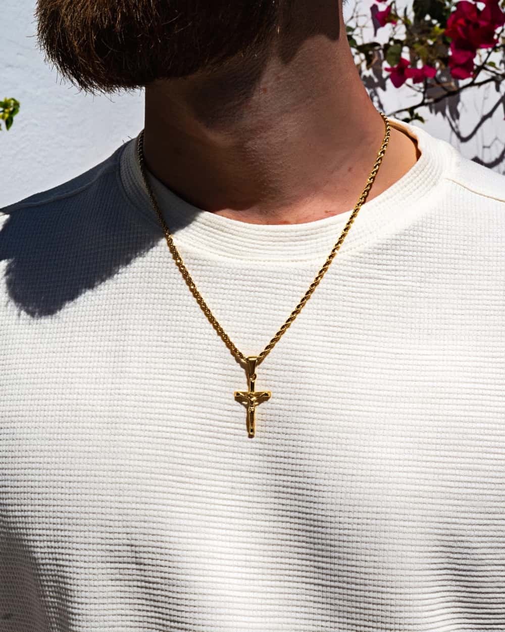 14K Gold Classical Antique Crucifix Necklace