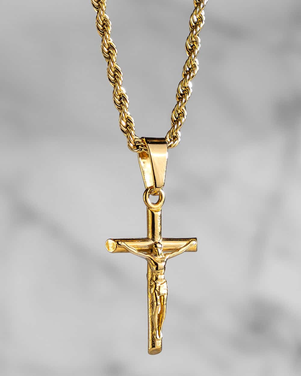 14K Gold Classical Antique Crucifix Necklace