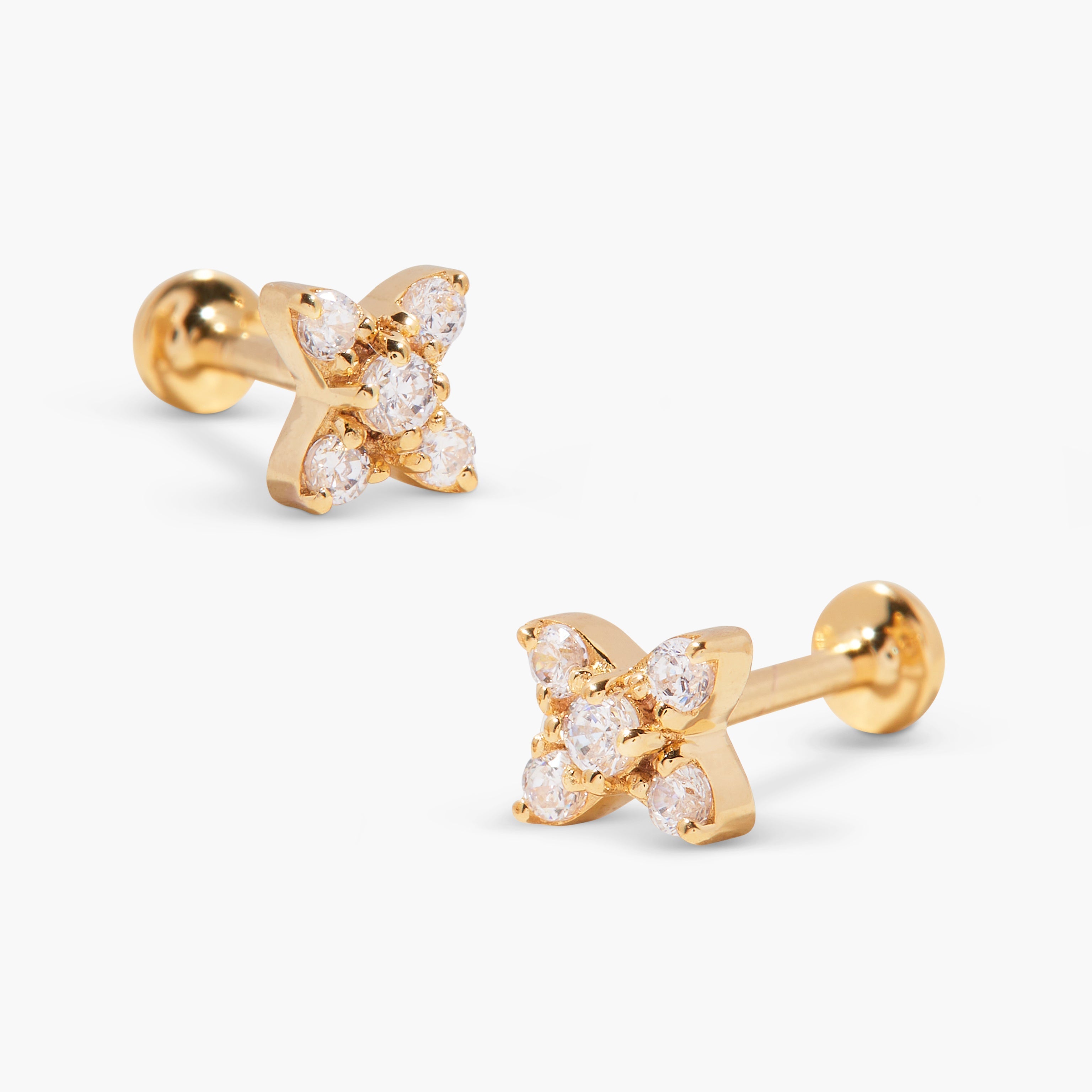 14K Gold Flora Blossom Flat Back Earrings
