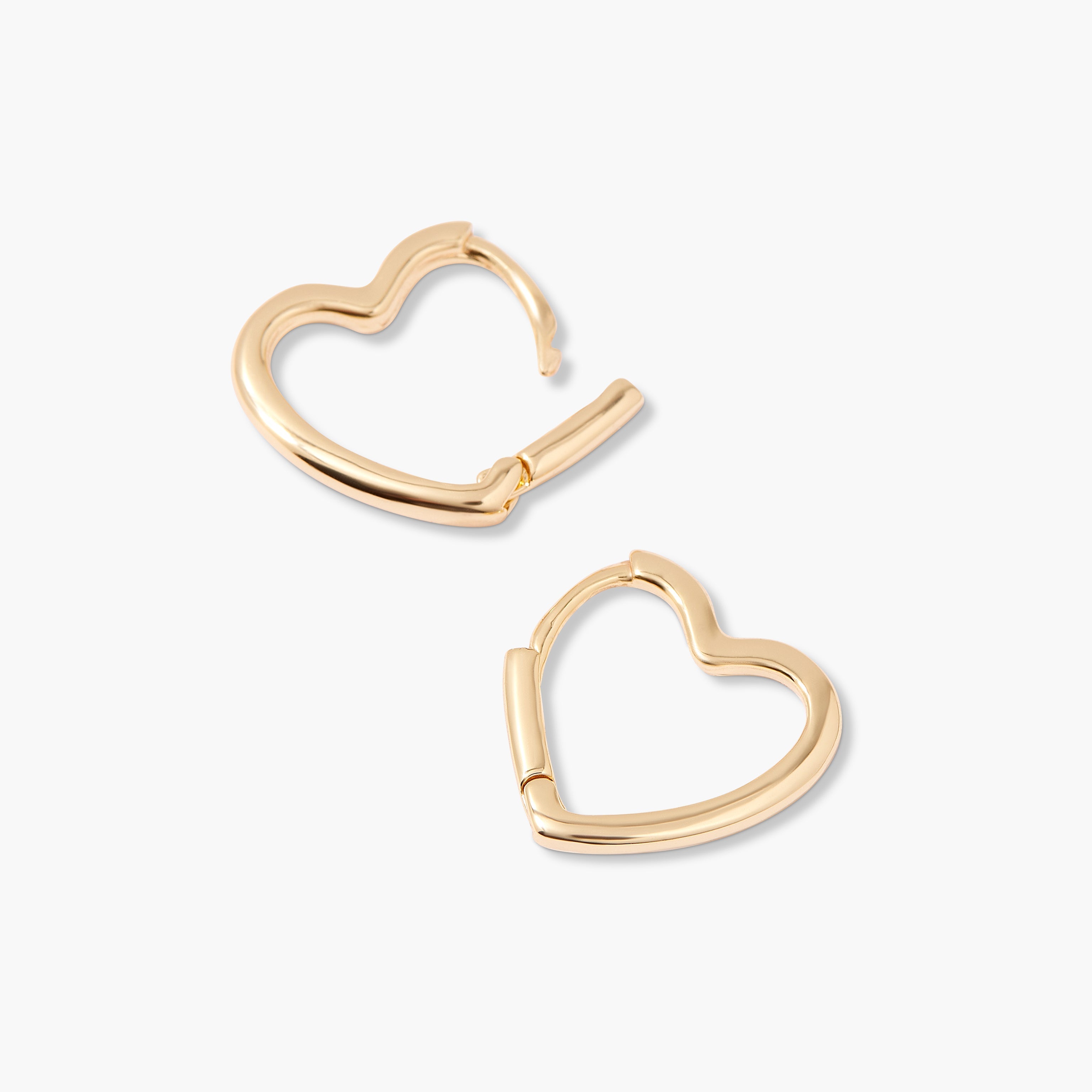 14K Gold Amora Heart Hoops