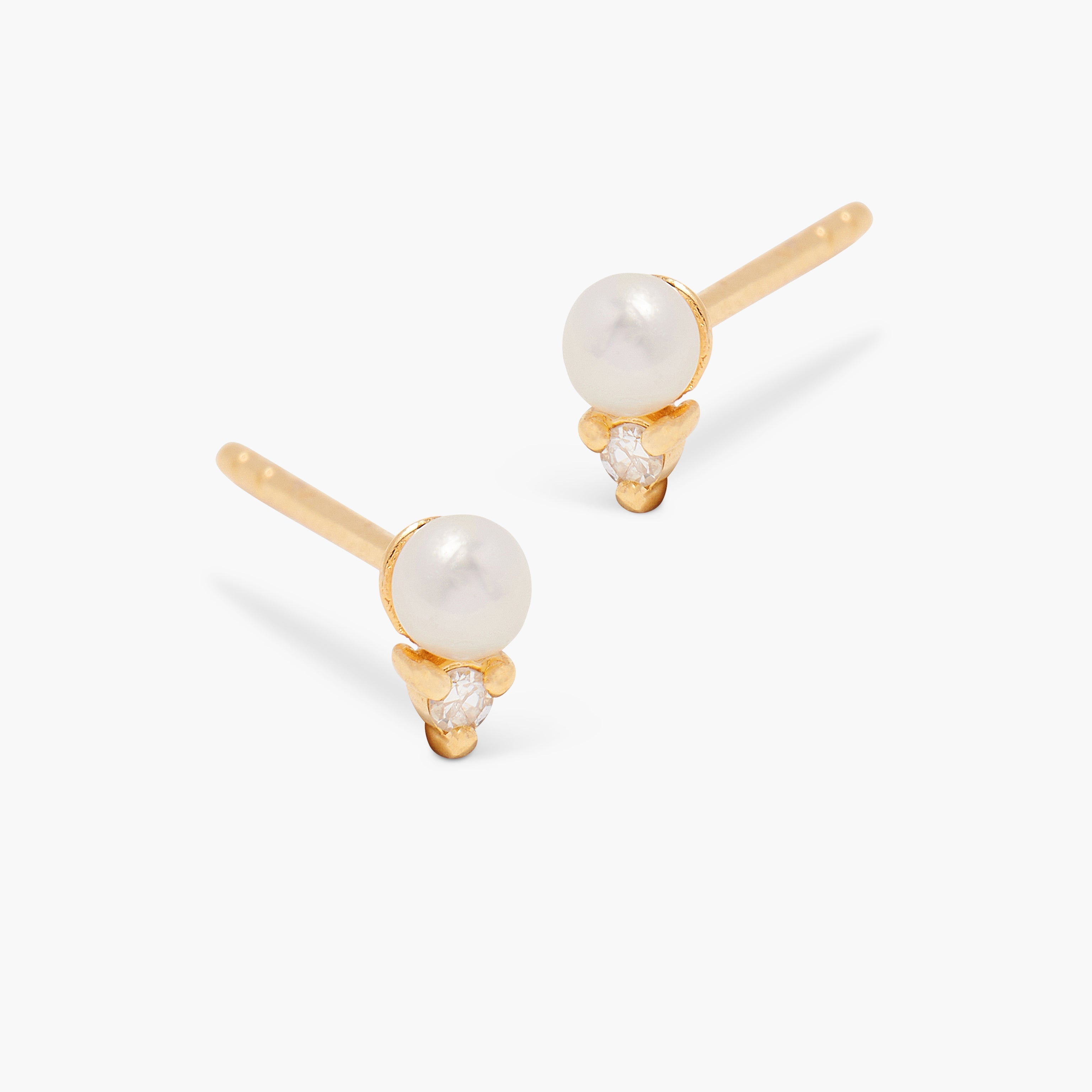 14K Gold Aurelle Diamond Pearl Earrings