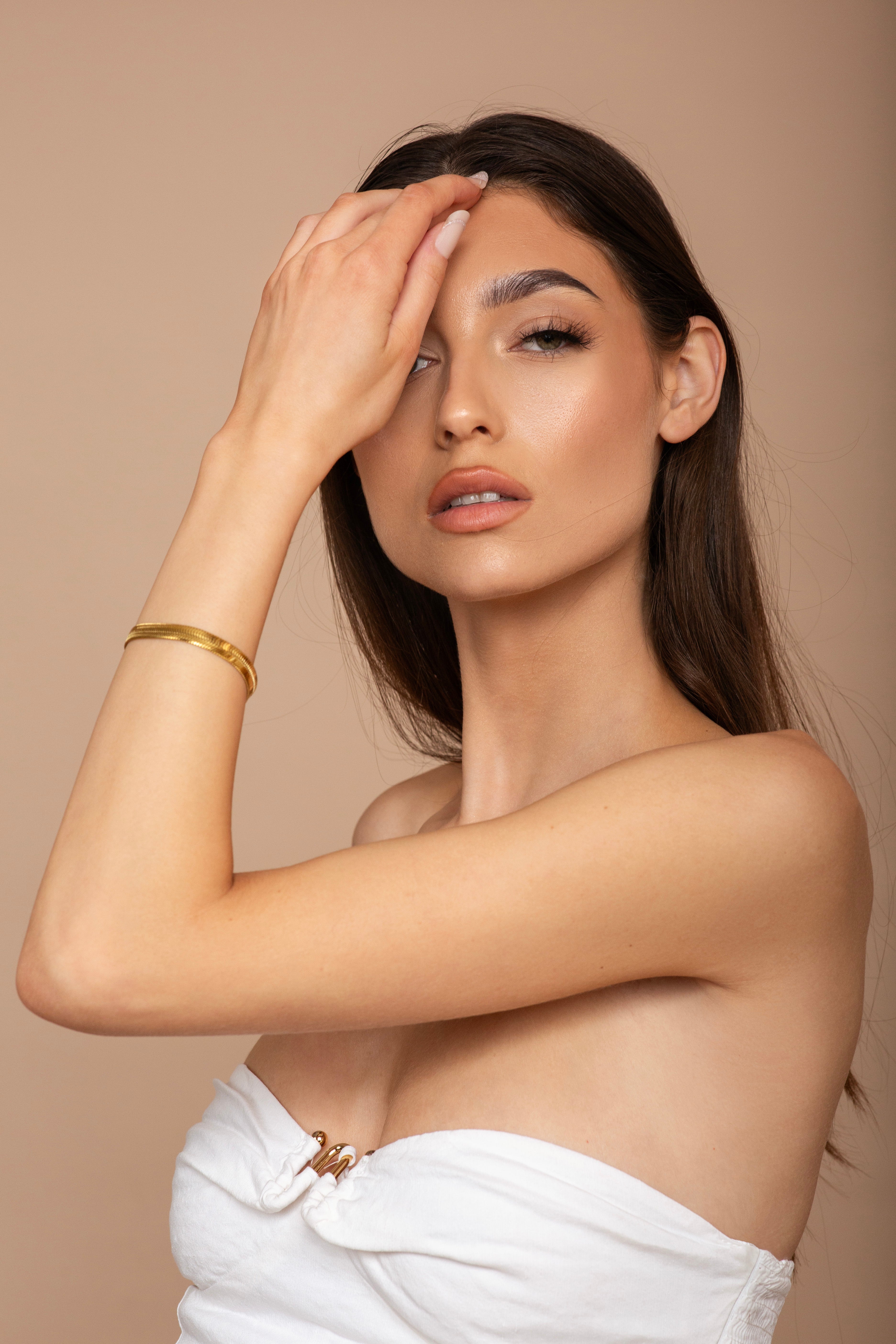 14K Gold Liquid Ribbon | Handcrafted Herringbone Bracelet