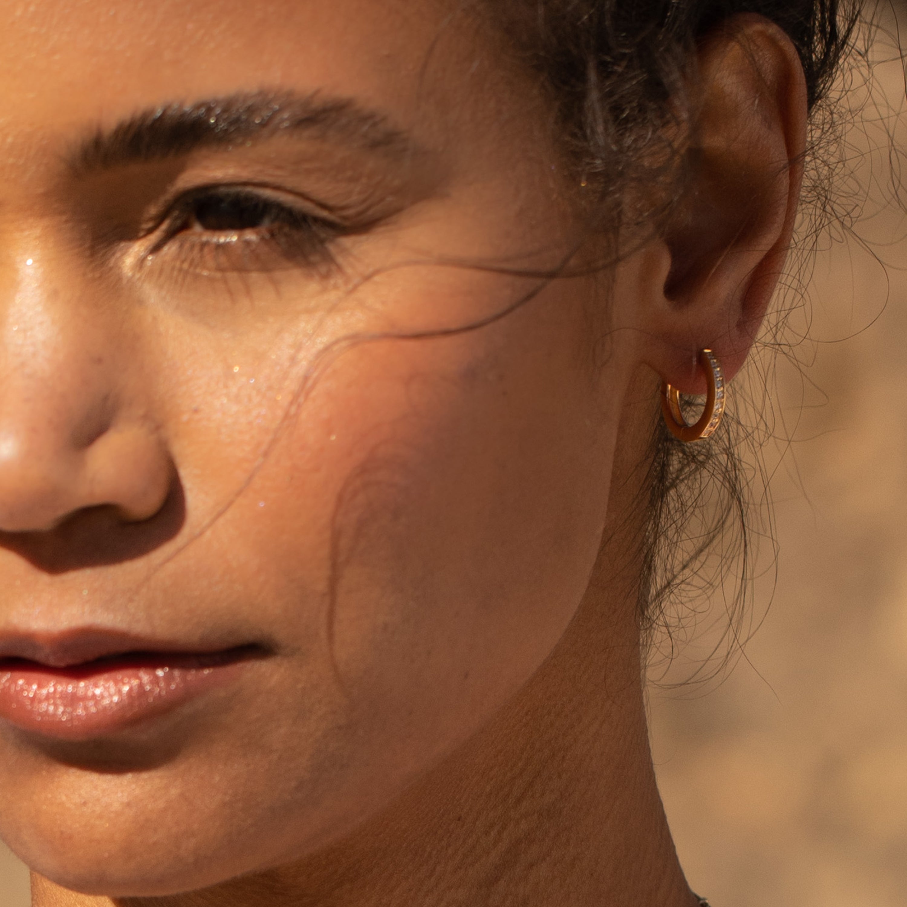 14K Gold Aureline Crystal Hoops