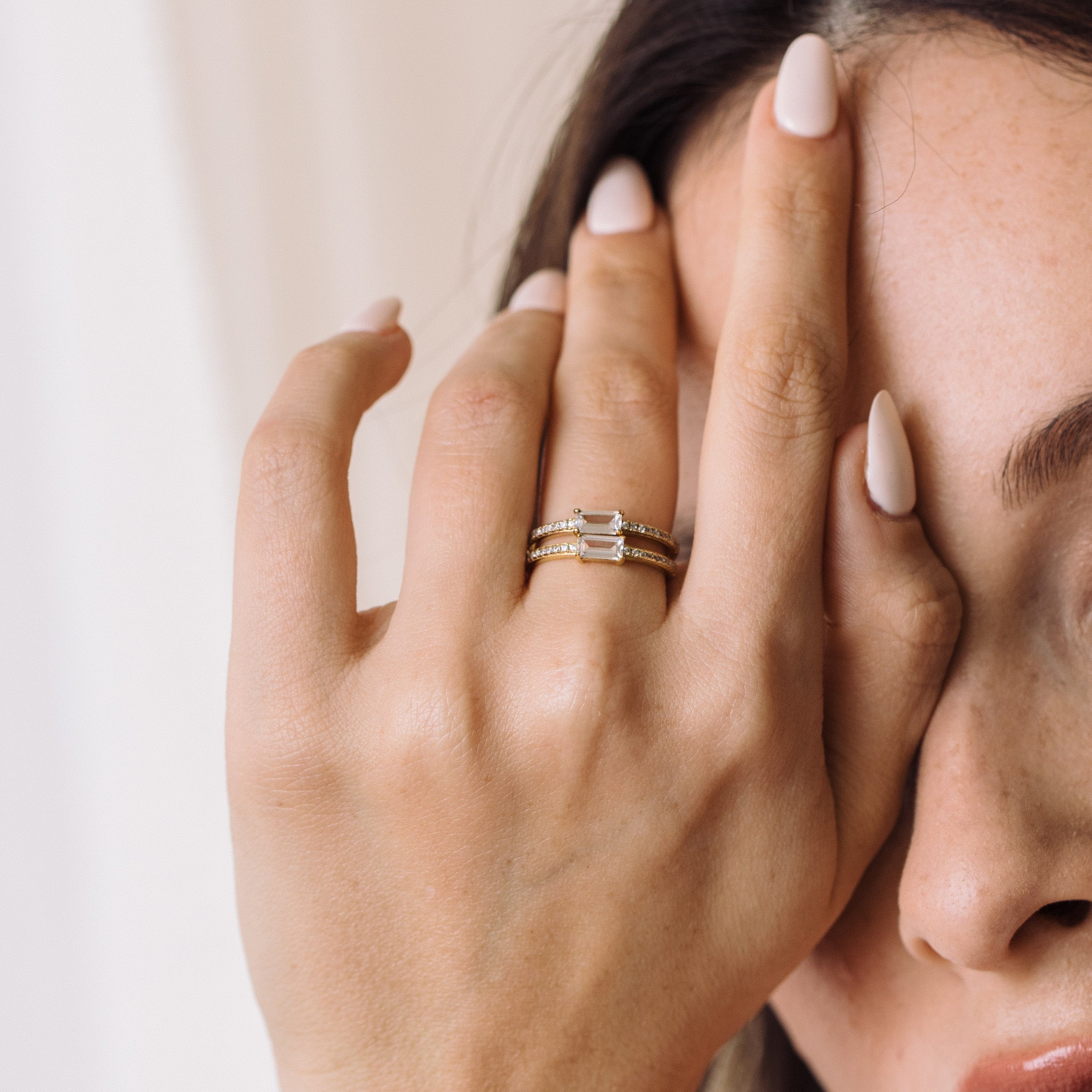 14K Gold Clarisse CZ Baguette Ring