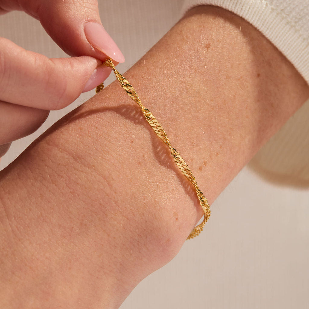 14K Gold Elaina Singapore Chain Bracelet