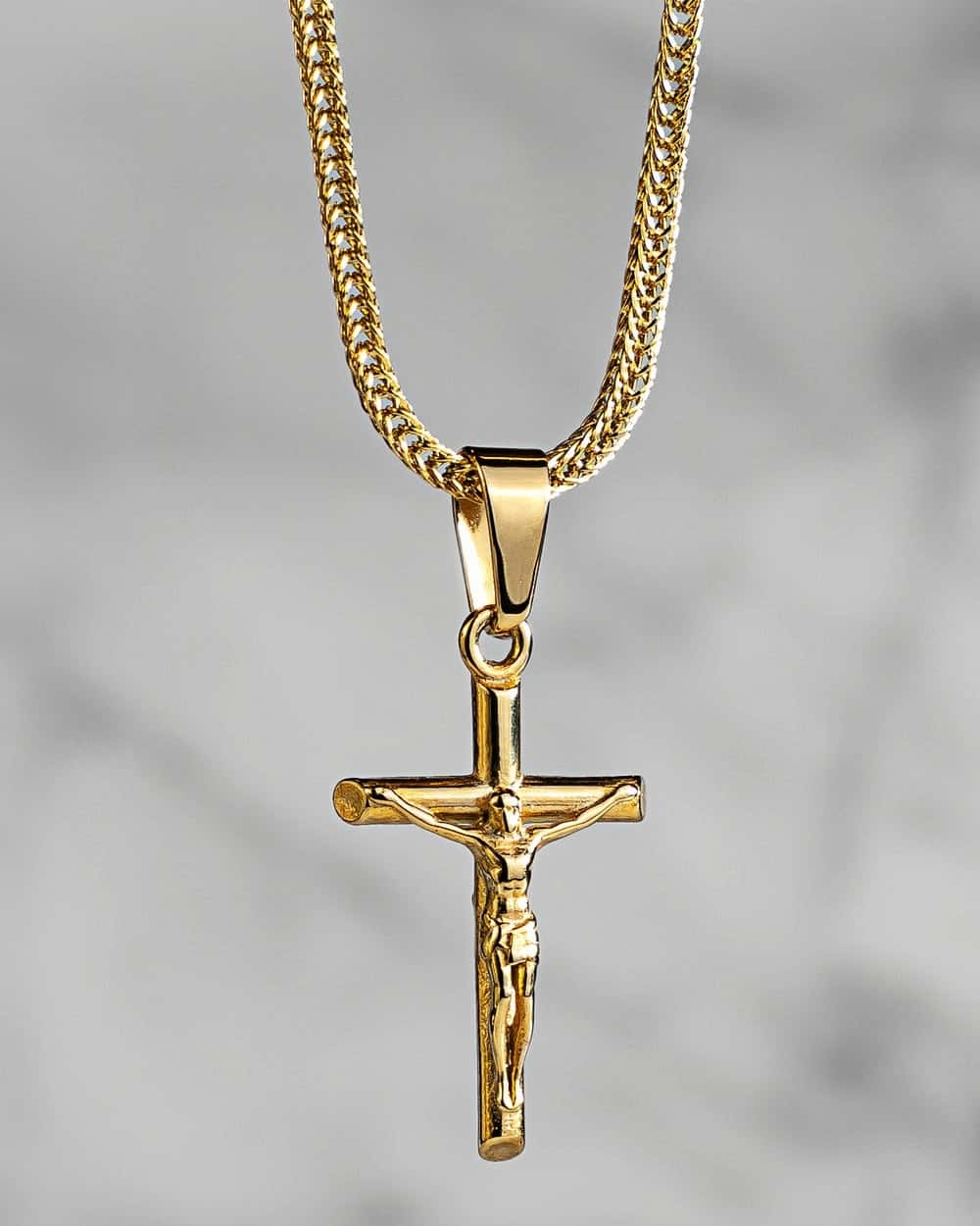 14K Gold Classical Antique Crucifix Necklace