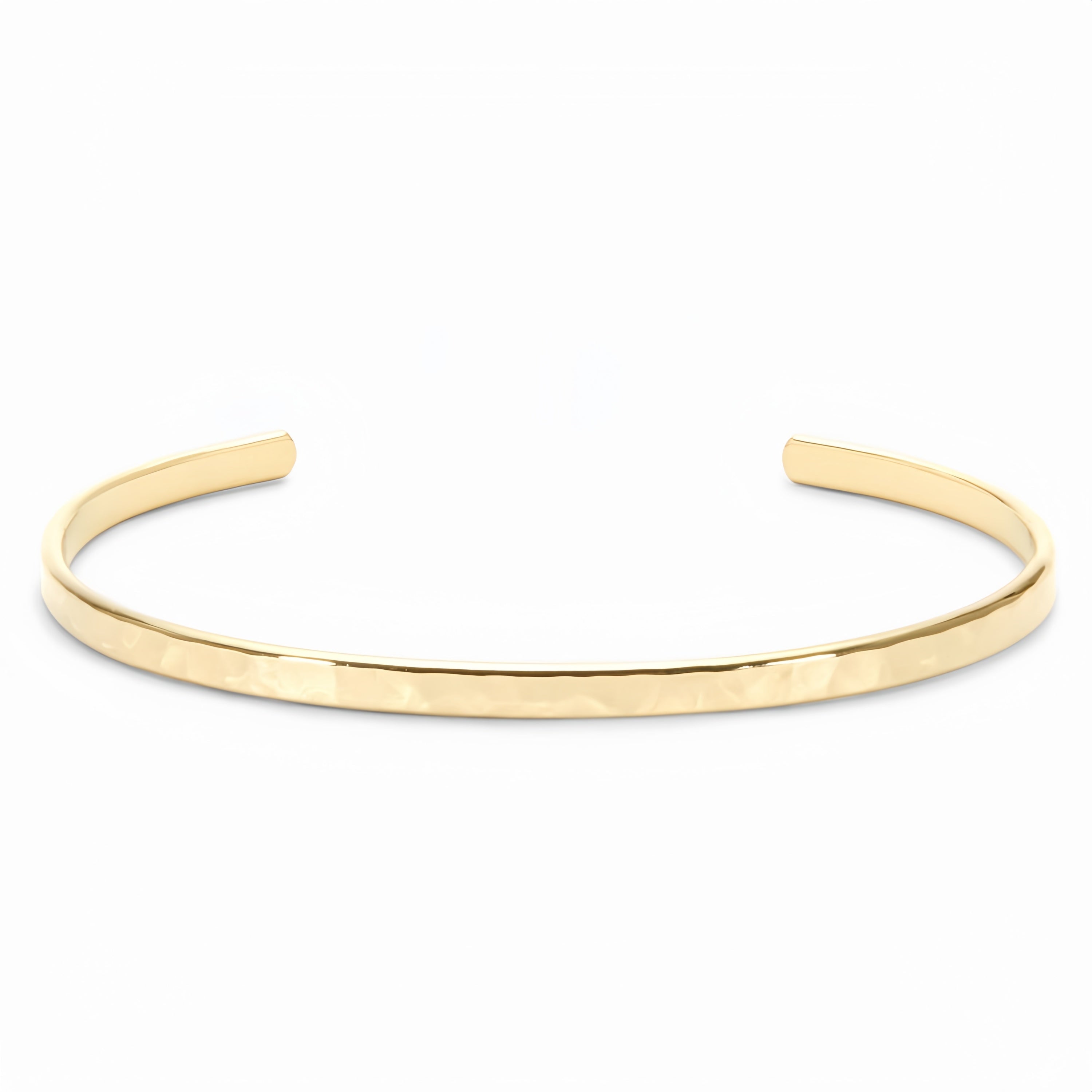 14K Gold Hammered Open Cuff Bracelet