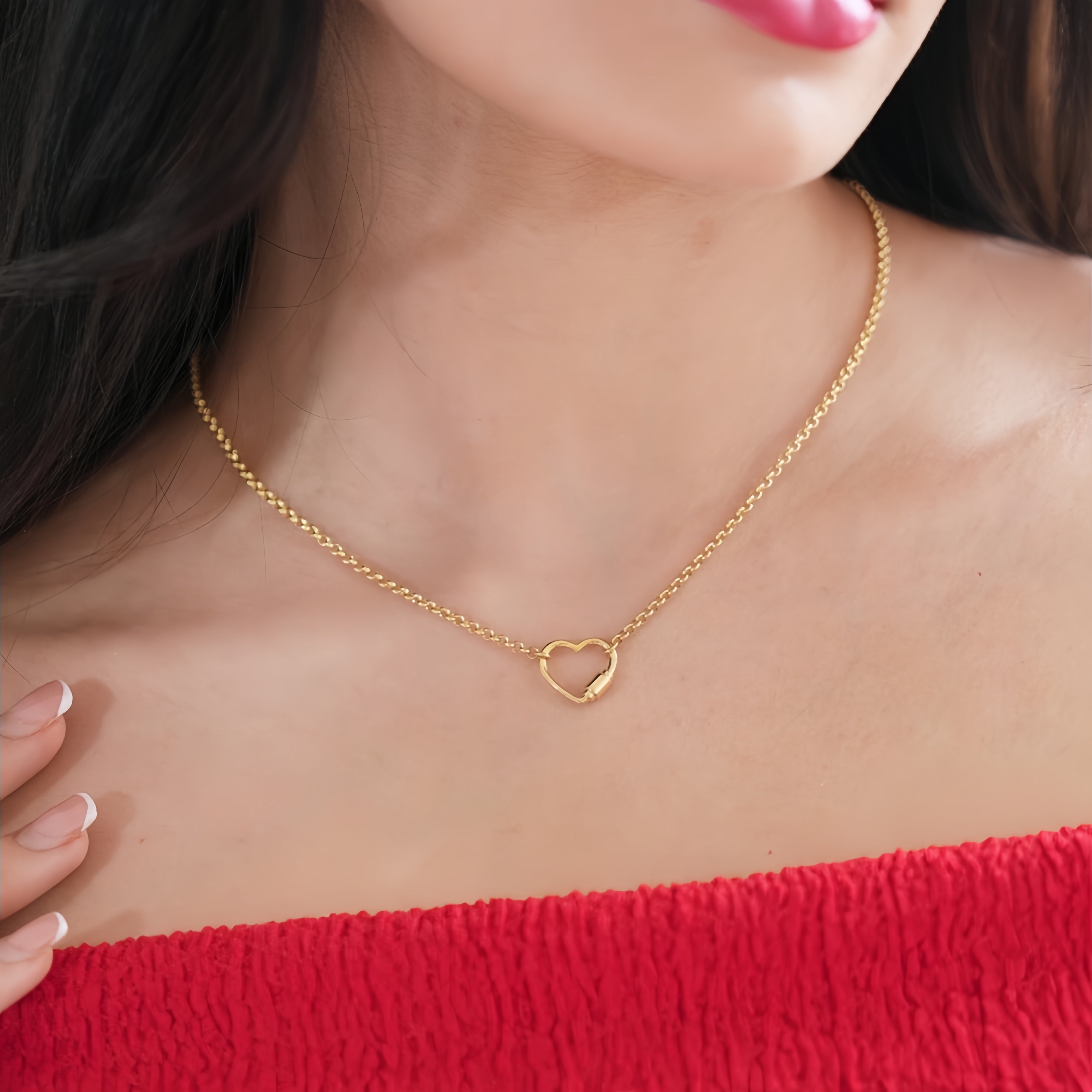 14K Gold Heart Lock Love Necklace