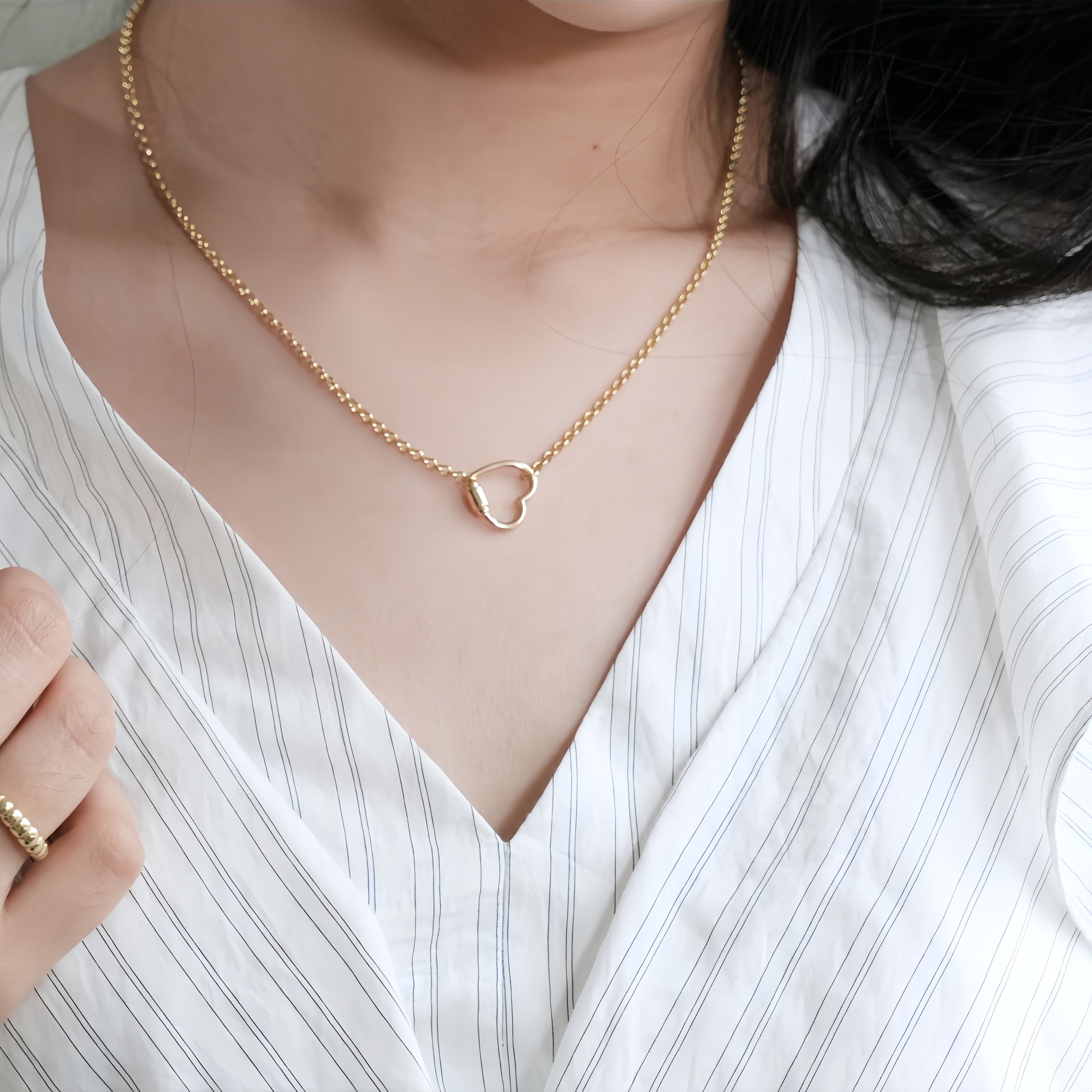 14K Gold Heart Lock Love Necklace