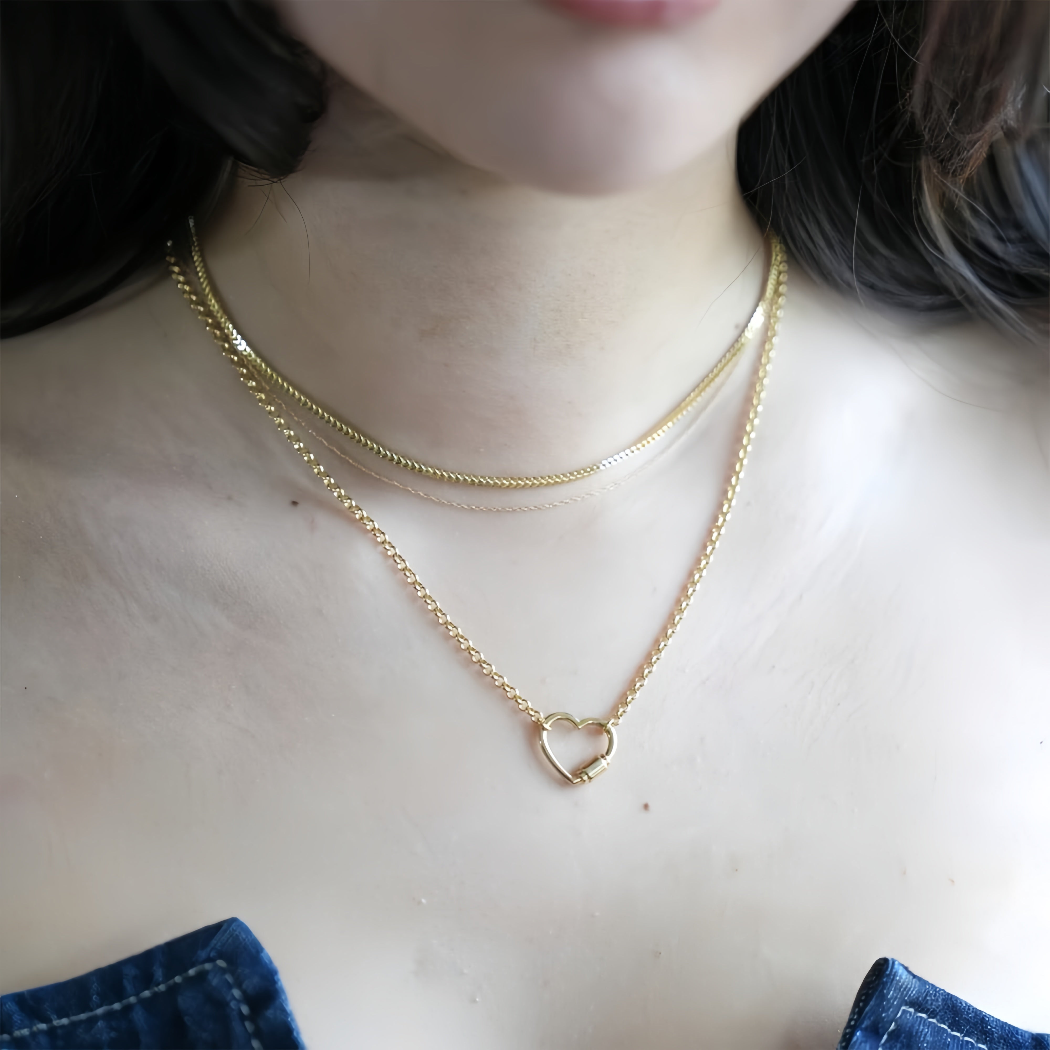 14K Gold Heart Lock Love Necklace