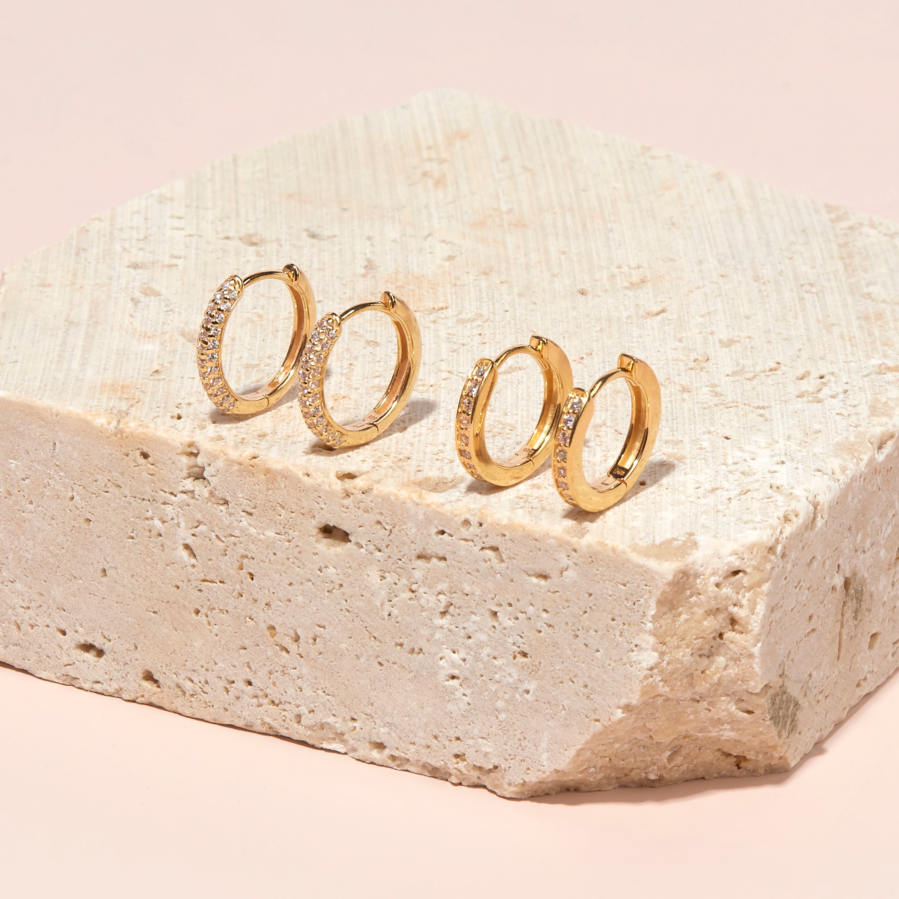 14K Gold Aureline Crystal Hoops