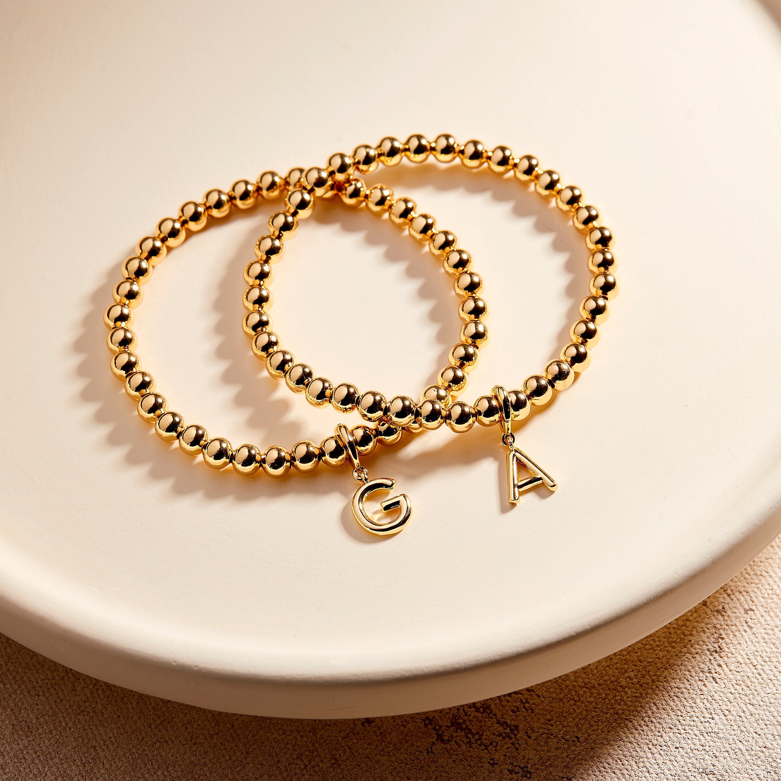 14K Gold Aureline Initial Bead Bracelet