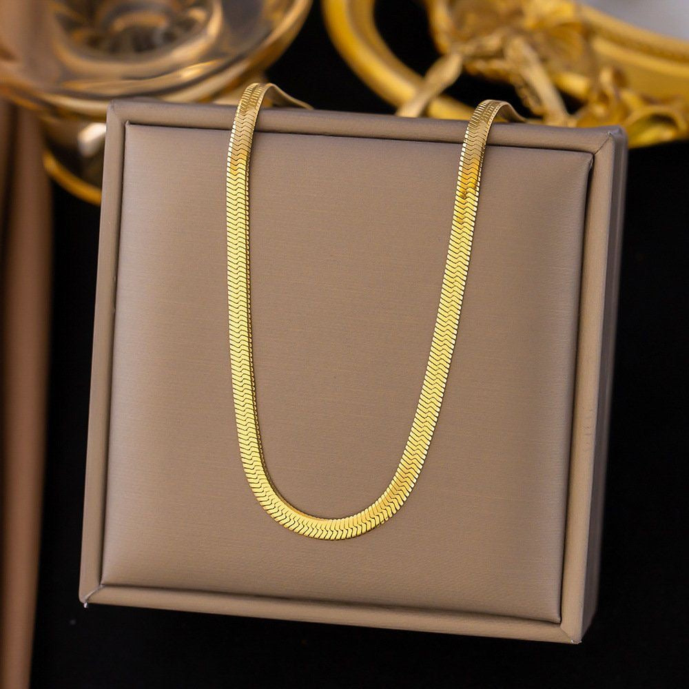 14K Gold Herringbone Chain Necklace