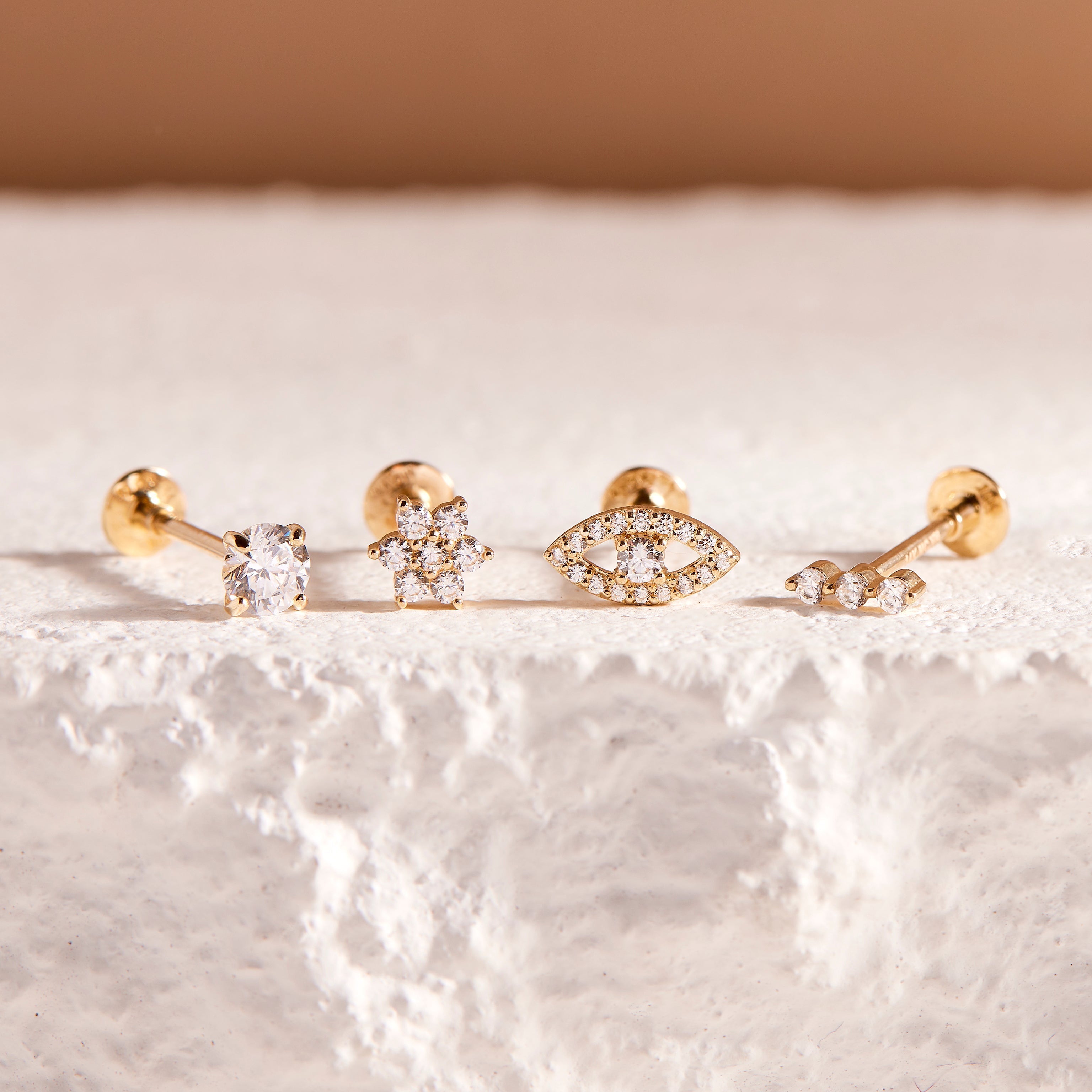 14K Gold Elara Brilliant Flat Back Stud