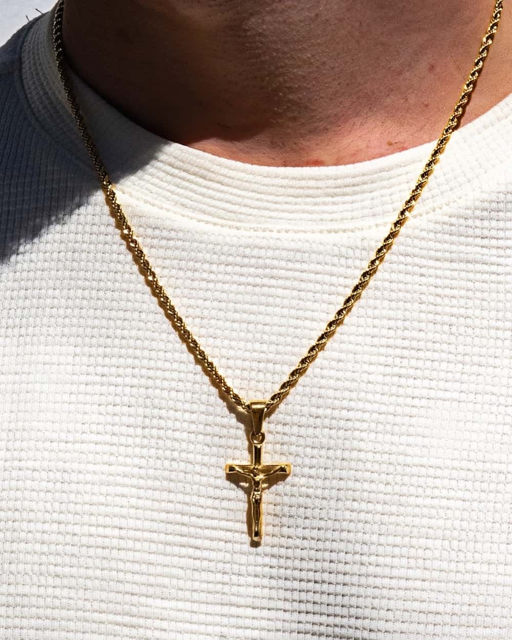 14K Gold Classical Antique Crucifix Necklace