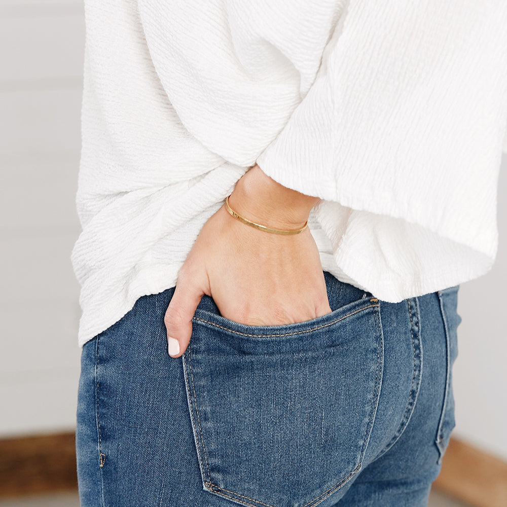 14K Gold Elara Hammered Cuff Bracelet