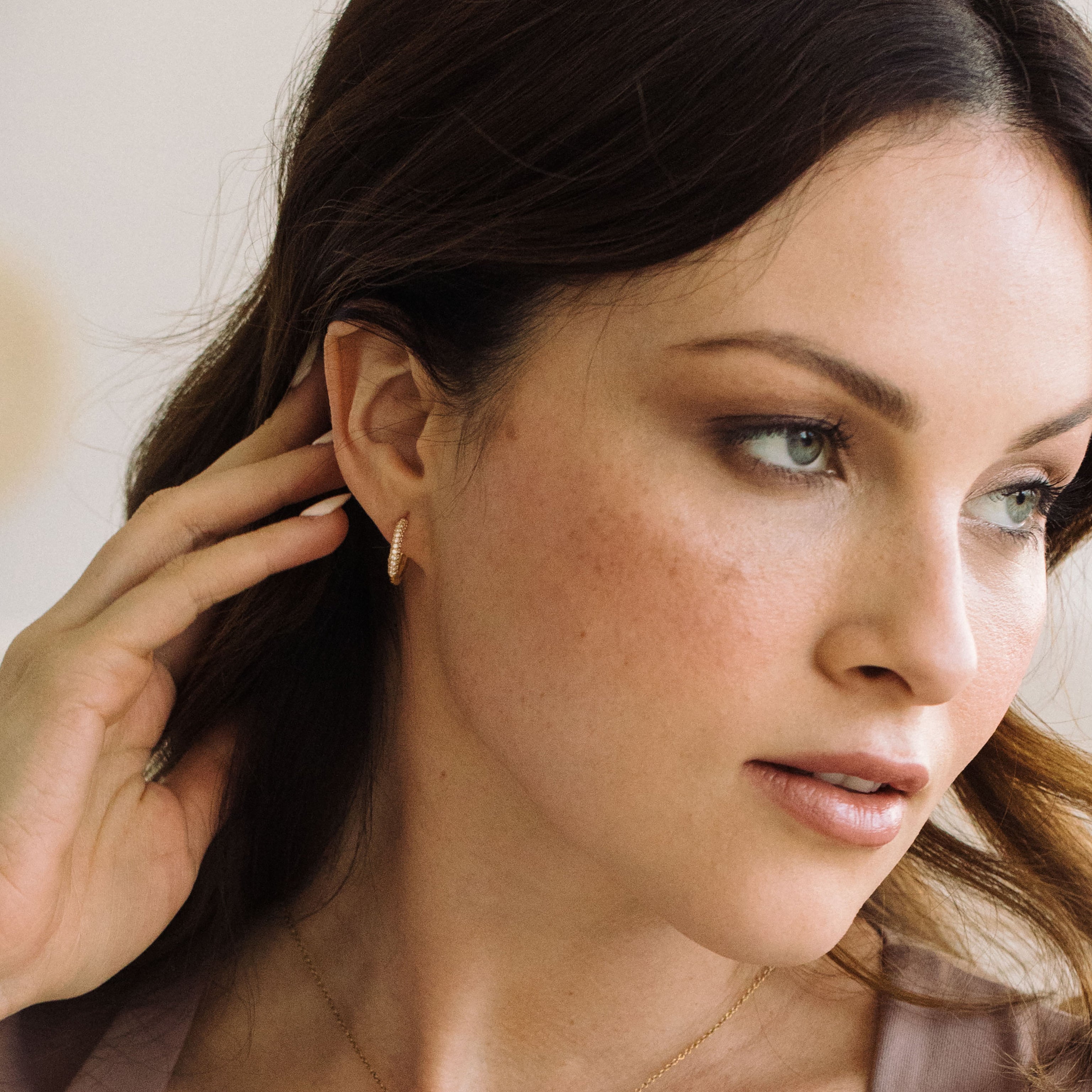 14K Gold Aureline Diamond Hoops