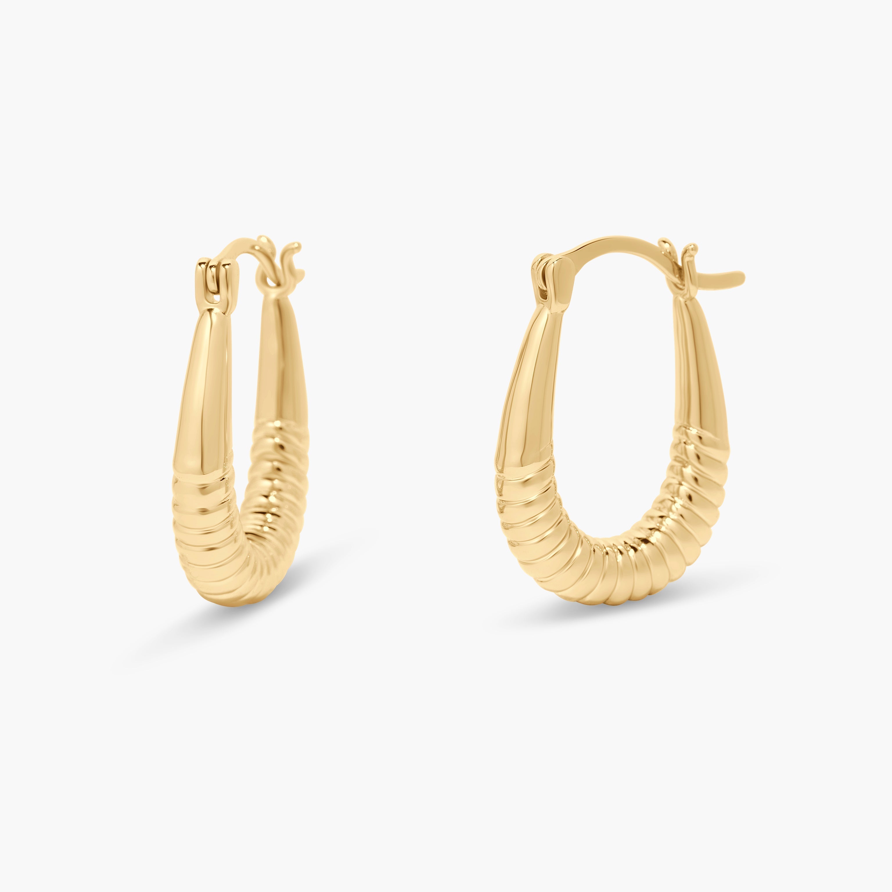 14K Gold Elara Textured Oval Hoops