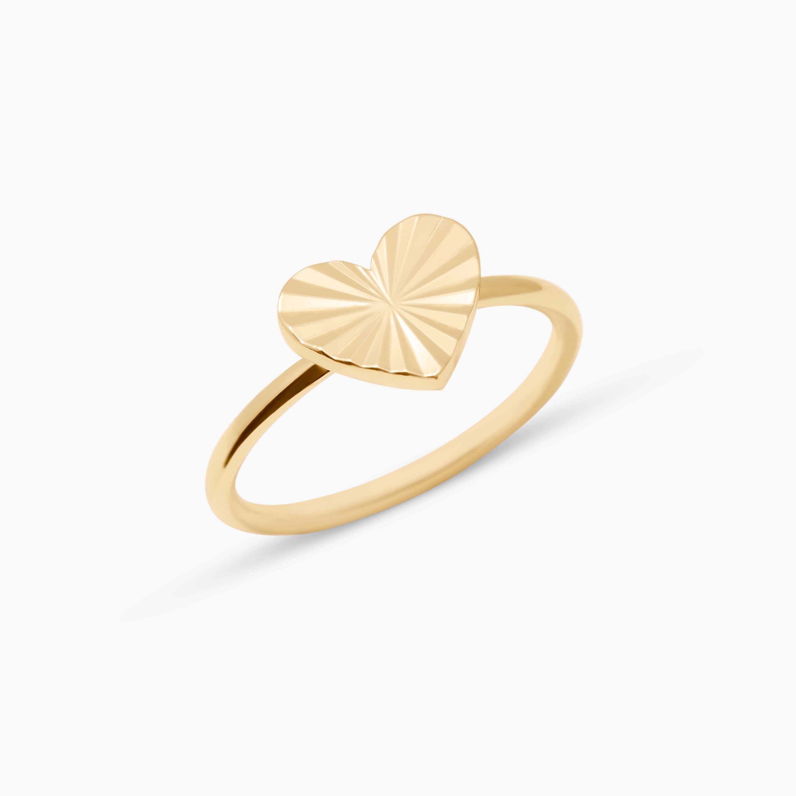 14K Gold Valentina Textured Heart Ring