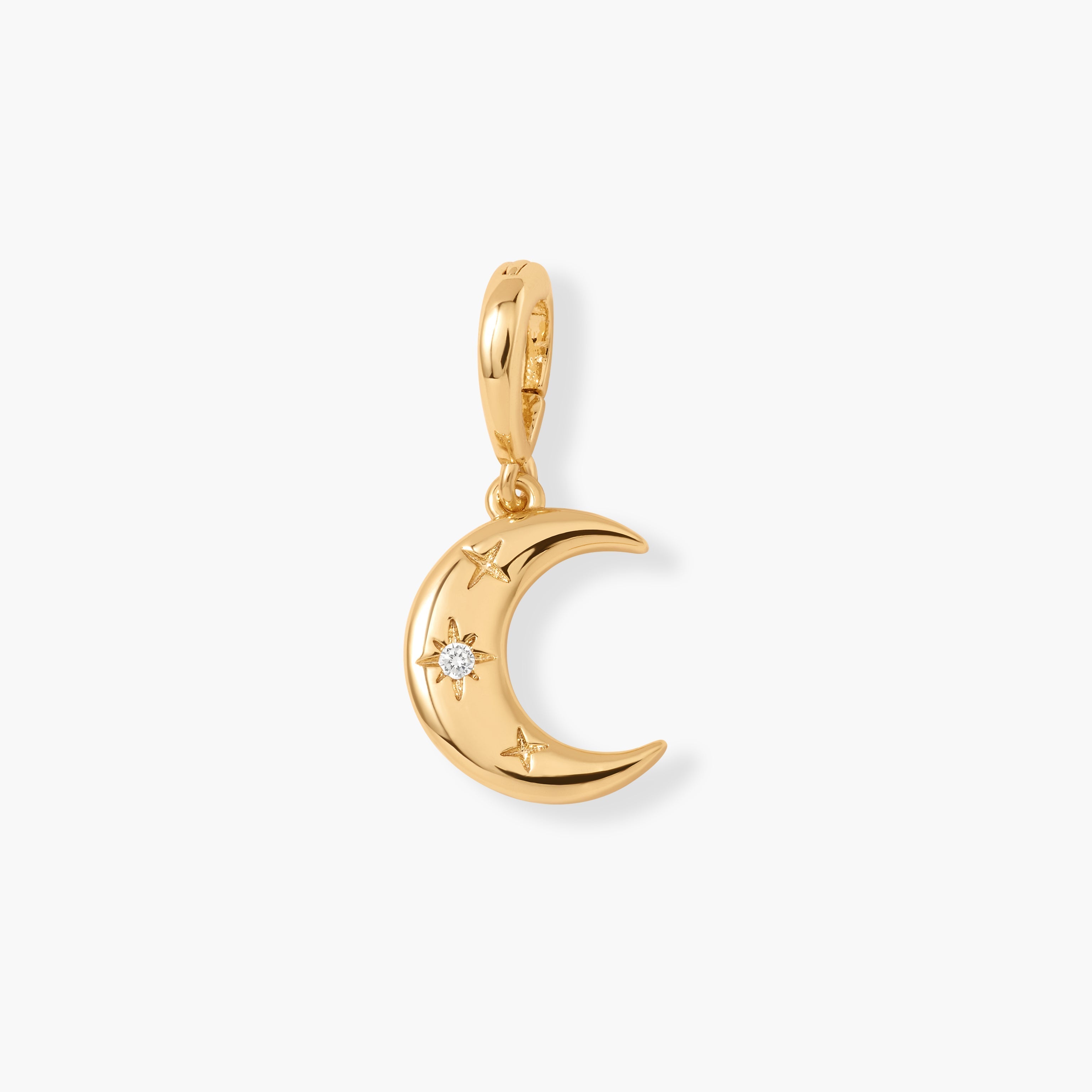 14K Gold Luna Crescent Charm