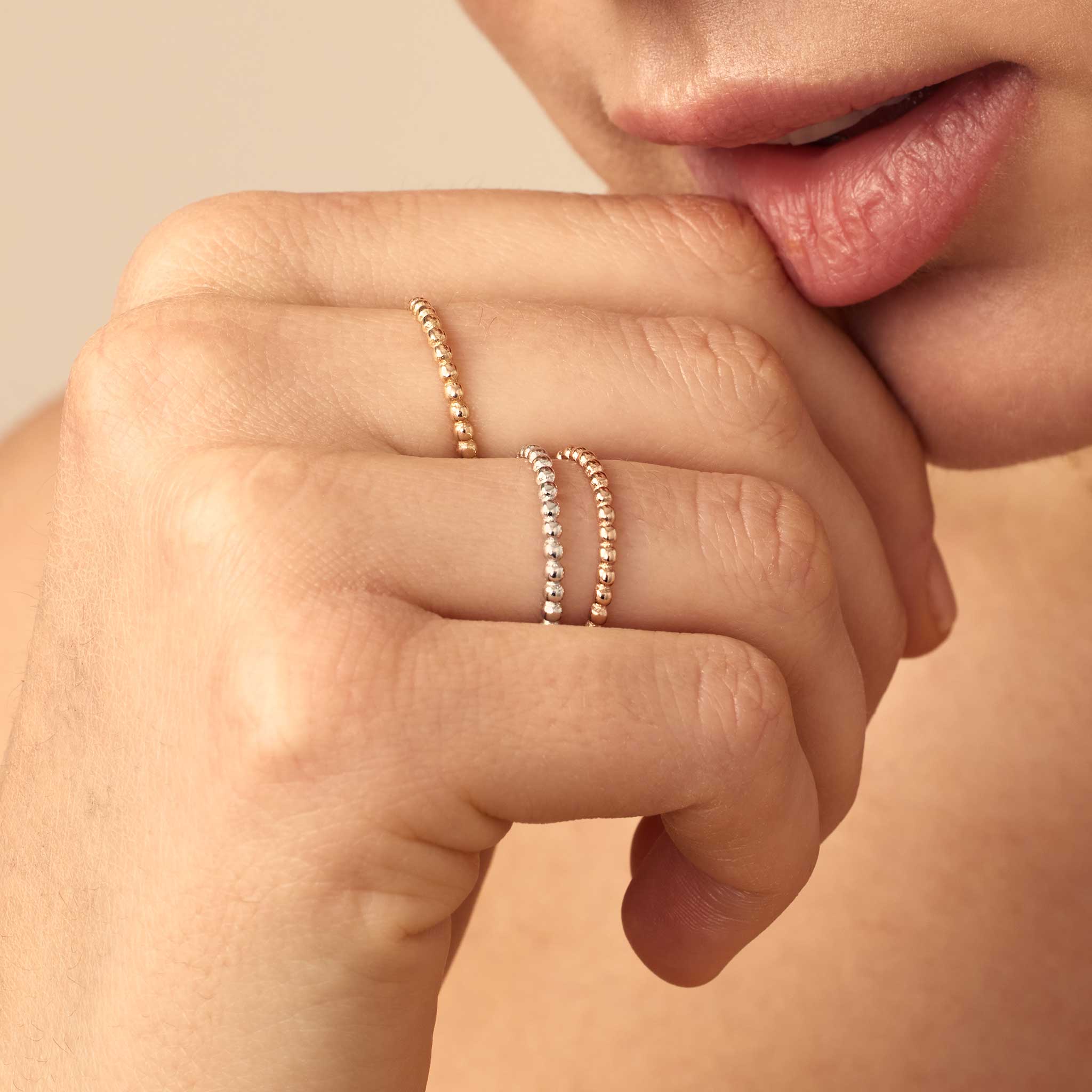 10K Gold Playful Sphere Stack Ring