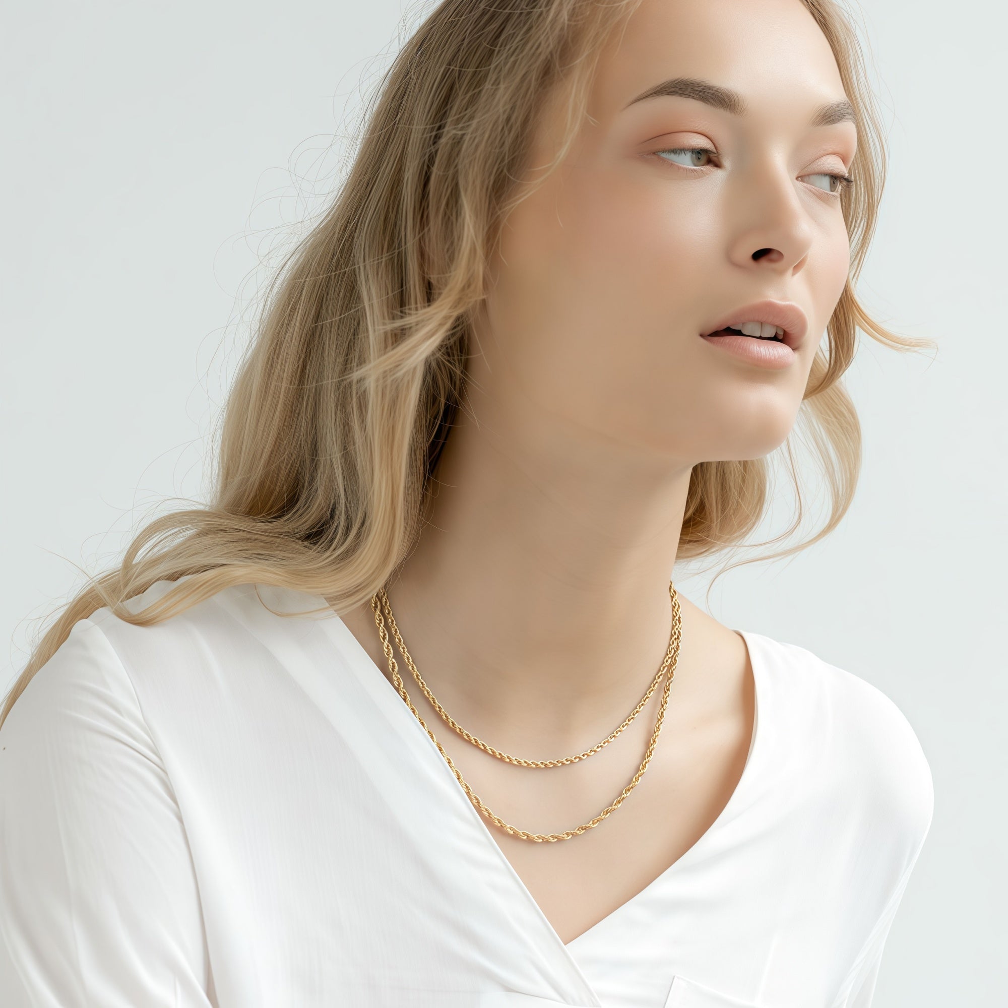14K Gold Petal Twist Chain