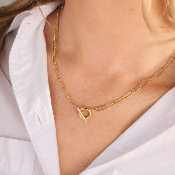 14K Gold Aurelle Charm Toggle Necklace